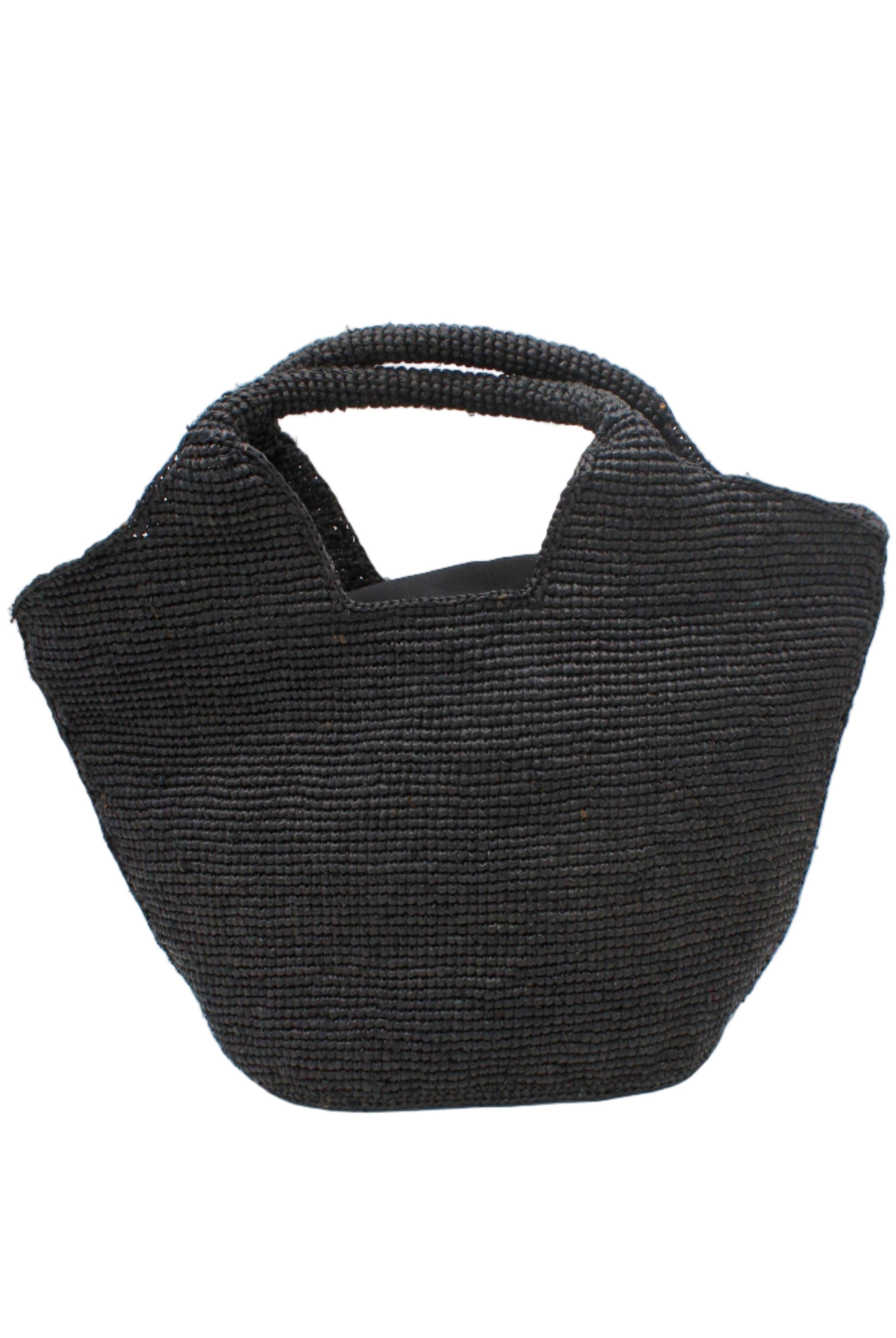 St. Tropez Heart Shaped Crochet Straw Basket Handbag handmade crochet natural raffia palm fiber in a solid hue of Black with a subtle link texture beach bag shoulder bag - Shebobo