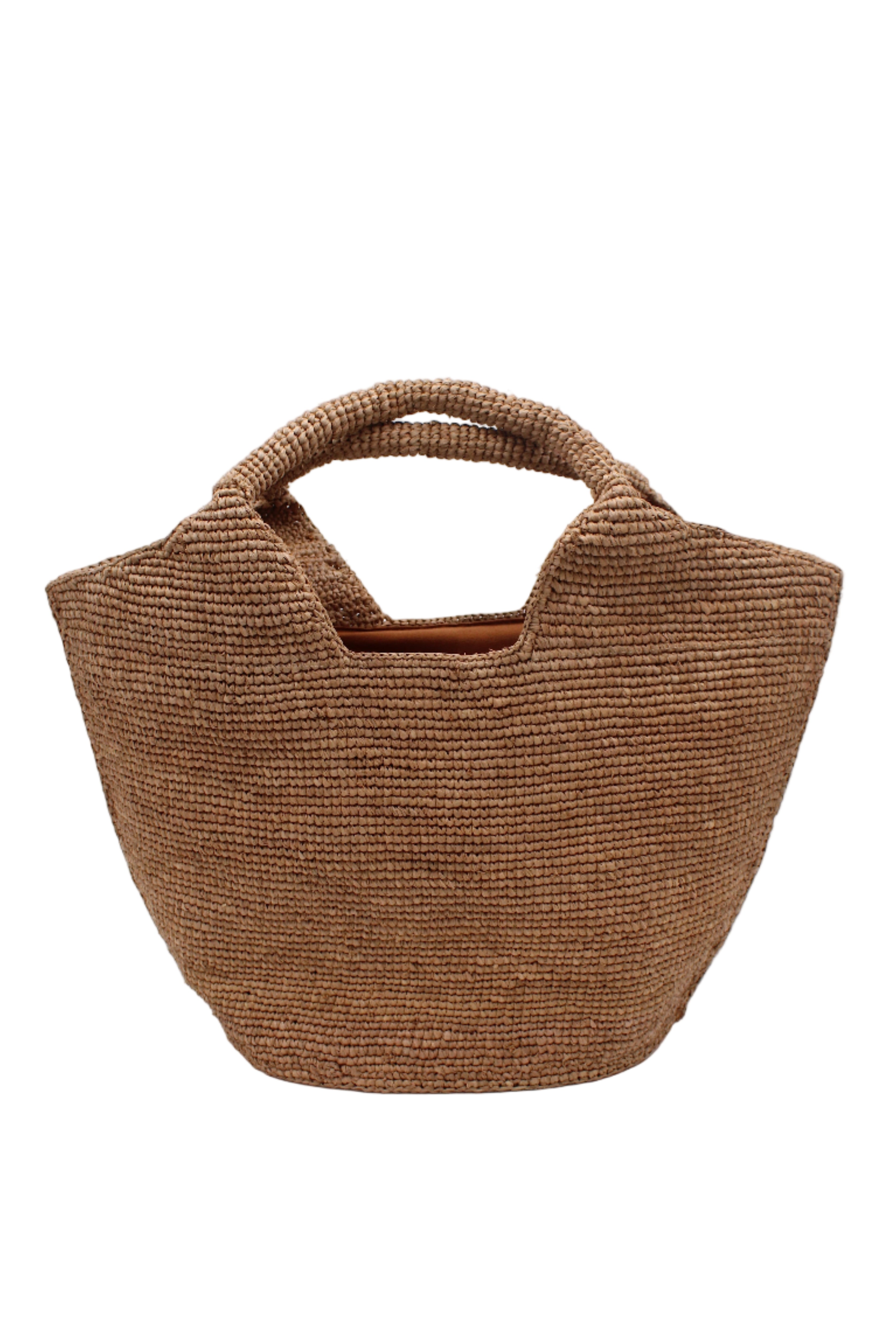 St. Tropez Heart Shaped Crochet Straw Basket Handbag handmade crochet natural raffia palm fiber in a solid hue of cappuccino tea/light/brown with a subtle link texture beach bag shoulder bag - Shebobo