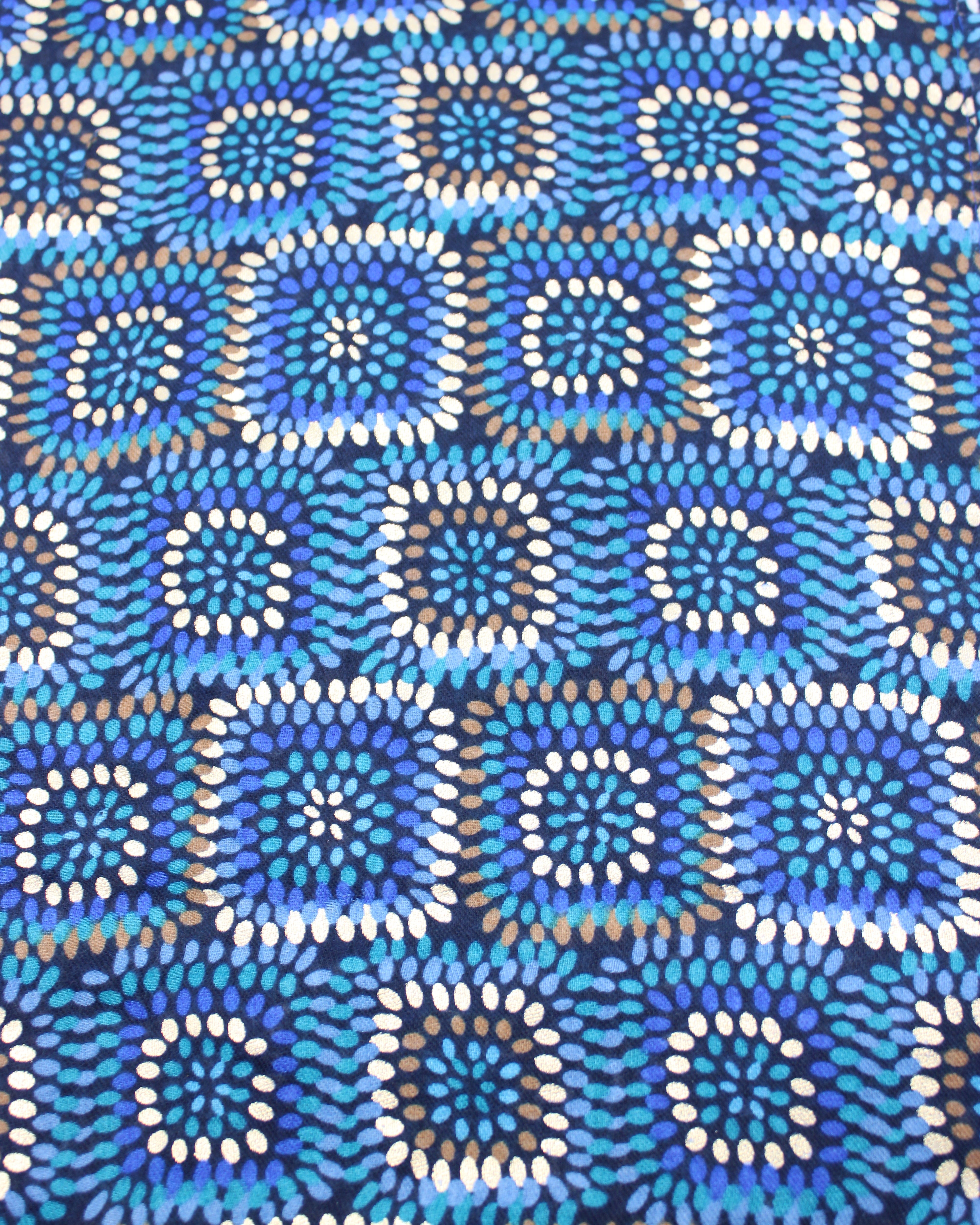 Detail view of pattern Vegas Geometric Print with Metallic Detailing Scarf & Wrap Blue Multicolor Square Patterned Scarf - Shebobo