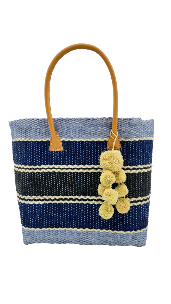 Cabrillo Sisal Basket Bag with Waterfall Pompoms - Shebobo