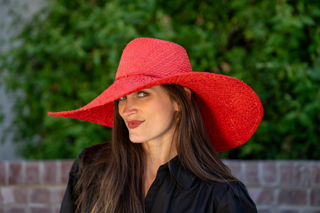 Kat woven raffia natural straw hat with fringe edge - Shebobo