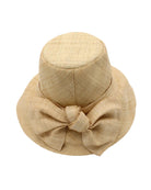 Cara Natural straw color big bow embellishment handmade loomed raffia straw bucket style cloche sun hat with matching oversized bow - Shebobo