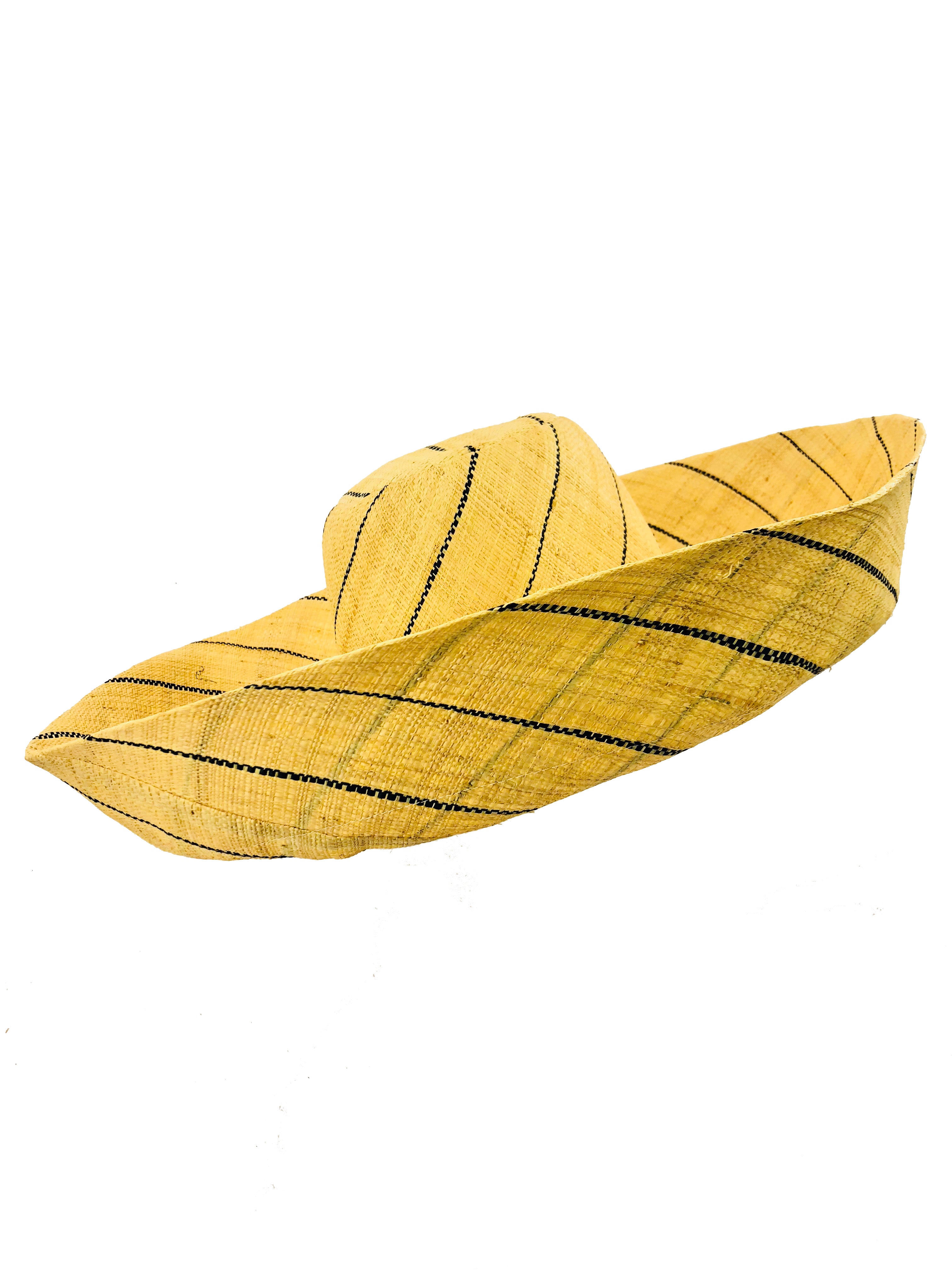 5 & 7 Wide Brim Pinstripe Pattern Packable Straw Sun Hats – Shebobo