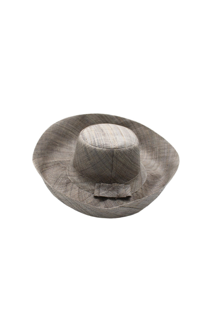 5" & 7" Wide Brim Solid Color Packable Straw Sun Hat handmade loomed raffia in a solid hue of grey - Shebobo