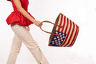 American Flag Straw Tote Bag - Shebobo