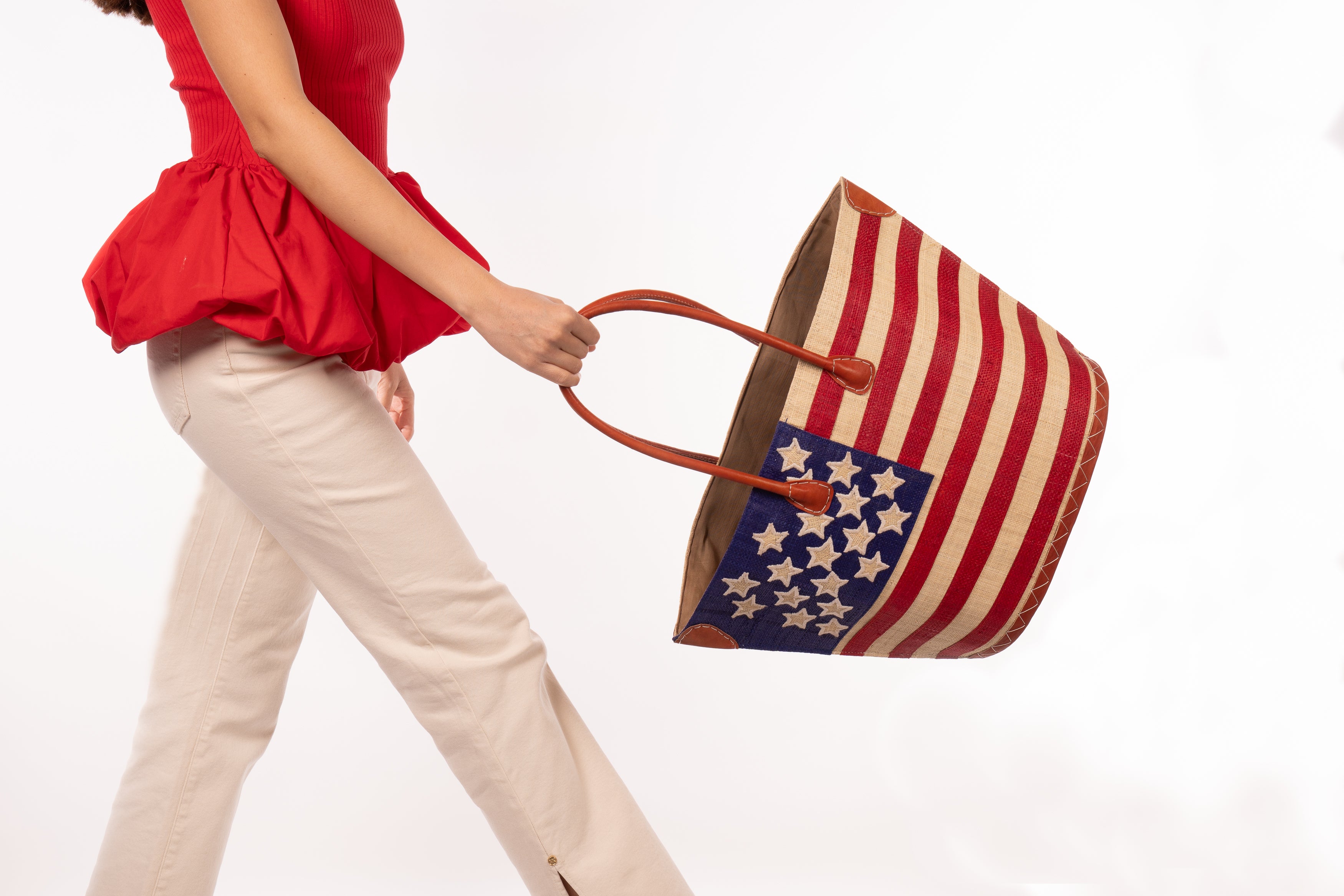 American Flag Straw Tote Bag - Shebobo
