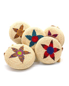 Carmel Crochet Round Flower Crossbody bag with Tassel Assorted Flower colors with adjustable leather strap and tassel zipper pull purse - sold assorted - Shebobo