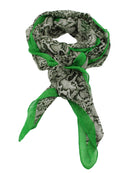 Cleo Snake Print Scarf Wrap Kelly Green, Black, and White Multicolor Snake Skin Patterned Scarf with colored edge - Shebobo