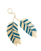 Feather Embellishment Brushed Fringe Raffia Macrame Charm - Shebobo