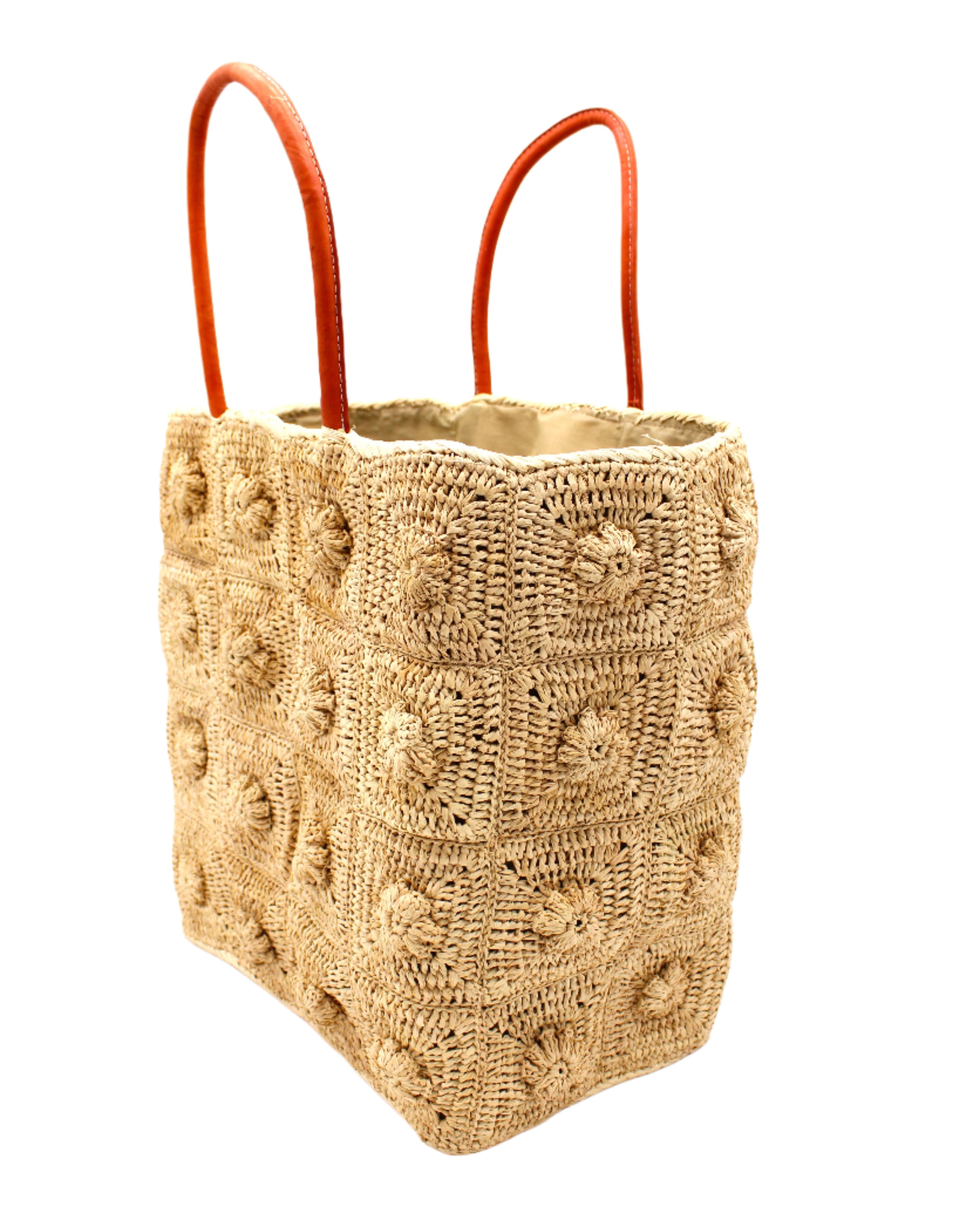 Flower Power Crochet Straw Basket Bag – Shebobo