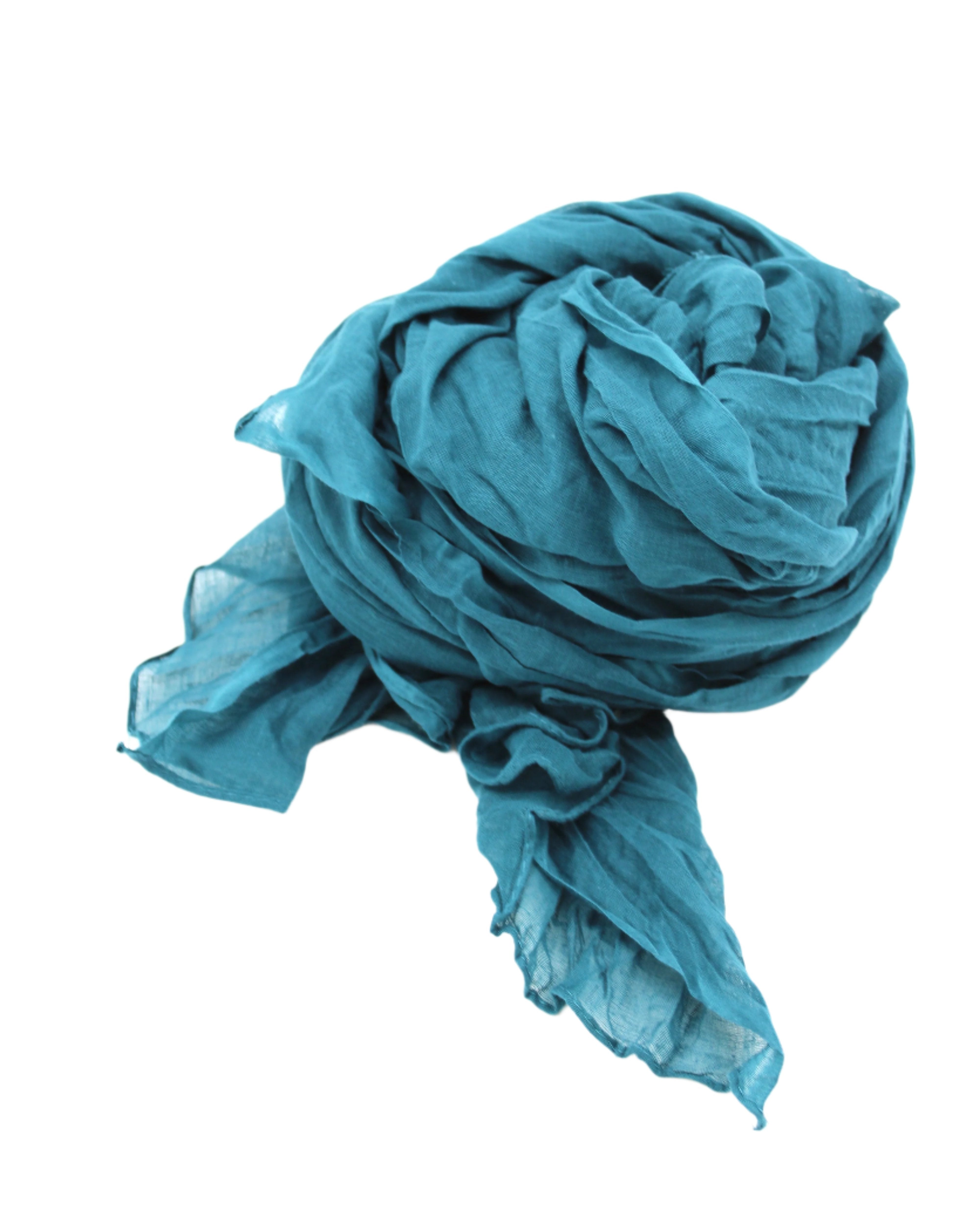 Isla Solid Color Cotton Scarf Wrap Teal Dark Blue Green - Shebobo