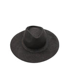 Jamie Panama 3" brim handmade loomed raffia in a solid hue of black with attached matching hat band uv/sun protection lightweight breathable straw sun hat - Shebobo