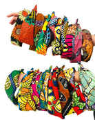 Kamari African Print Wax Cloth Multicolor bright bold fun assorted print double layer bandanas can be worn as headbands or scarves - Shebobo