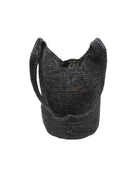 Kiki Crochet Straw Crossbody Bag handmade natural raffia palm fiber in a crochet pattern of subtle linked bands in a solid hue of black purse - Shebobo