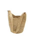 Kiki Crochet Straw Crossbody Bag handmade natural raffia palm fiber in a crochet pattern of subtle linked bands in a solid hue of natural straw color purse - Shebobo