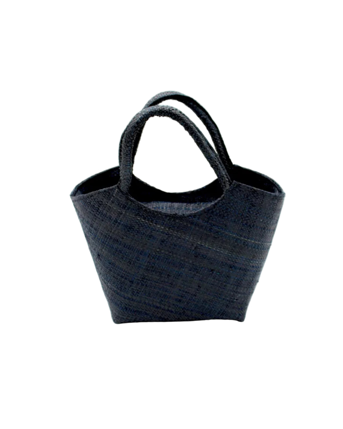 Little Betty Mini Straw Purse Zippered Handbag handmade loomed raffia palm fiber in a solid hue of black petite small bag with zipper closure - Shebobo