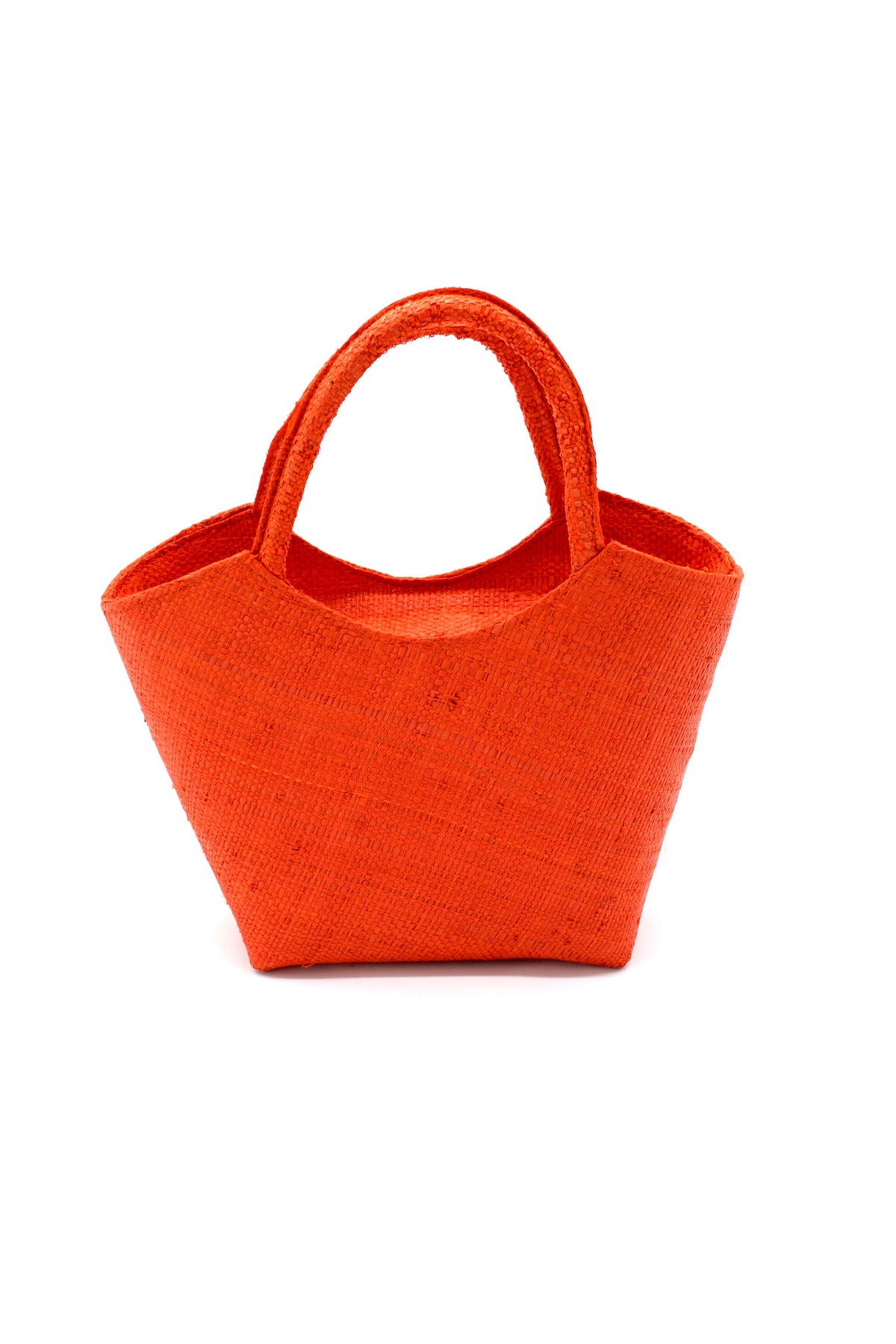 Little Betty Mini Straw Purse Zippered Handbag handmade loomed raffia palm fiber in a solid hue of coral red/orange petite small bag with zipper closure - Shebobo