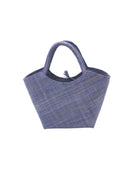 Little Betty Mini Straw Purse Zippered Handbag handmade loomed raffia palm fiber in a solid hue of denim light/retro/blue petite small bag with zipper closure - Shebobo