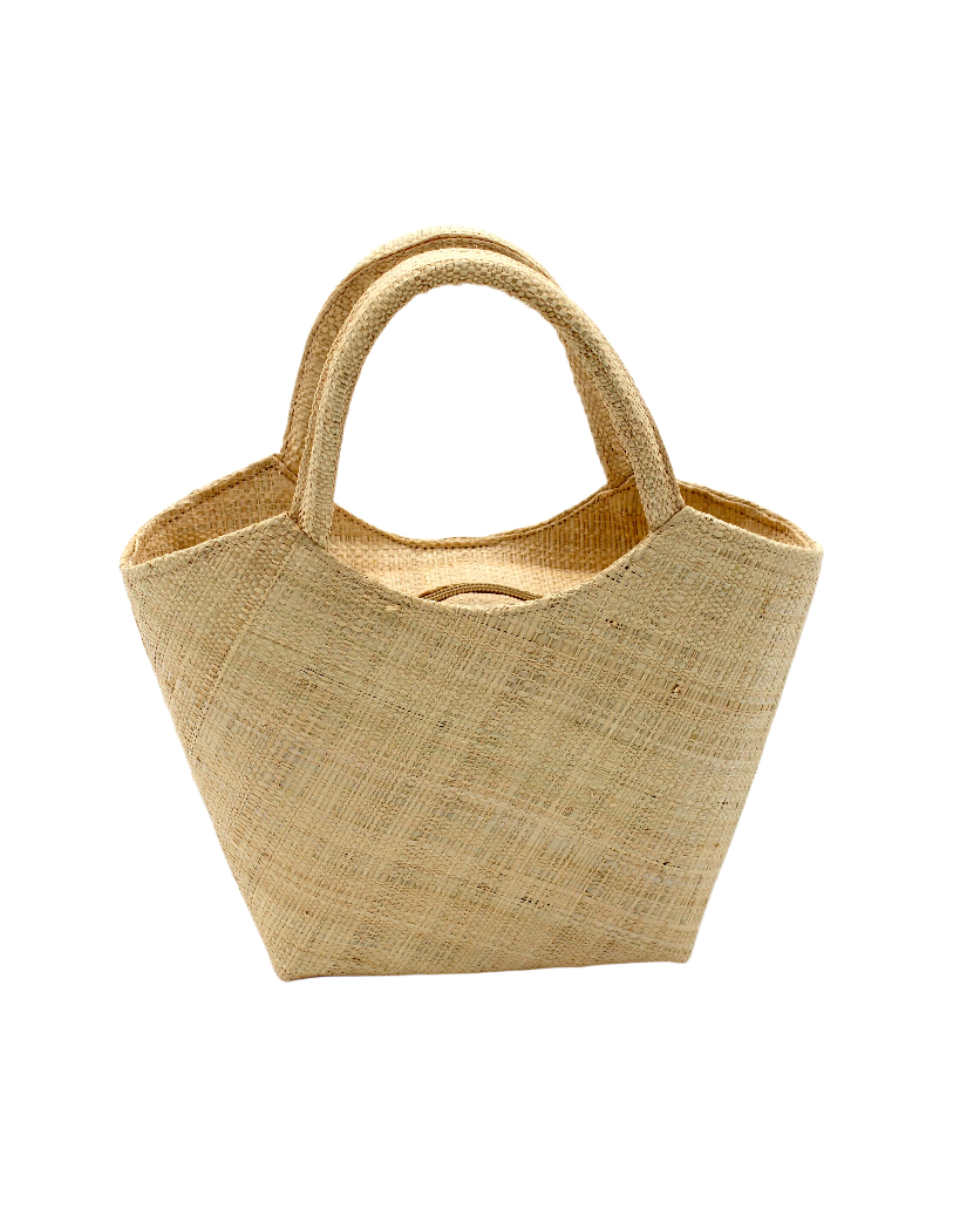 Little Betty Mini Straw Purse Zippered Handbag handmade loomed raffia palm fiber in a solid hue of natural straw color petite small bag with zipper closure - Shebobo