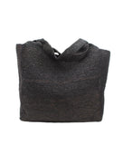 Mamie XL Crochet Straw Basket Handbag handmade crochet natural raffia palm fiber in a solid hue of black purse beach bag - Shebobo