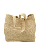 Mamie XL Crochet Straw Basket Handbag handmade crochet natural raffia palm fiber in a solid hue of natural straw color purse beach bag - Shebobo