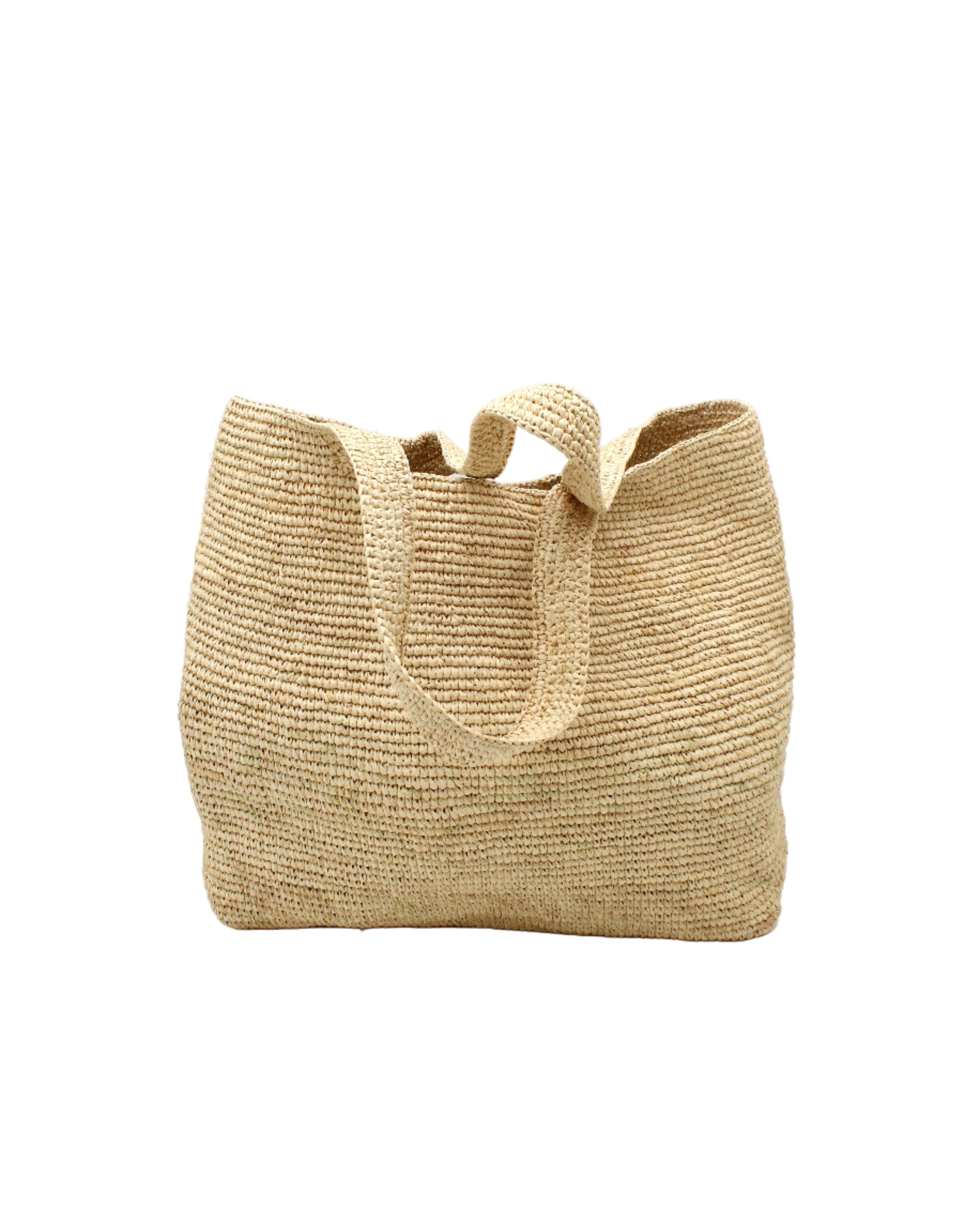 Mamie XL Crochet Straw Basket Handbag handmade crochet natural raffia palm fiber in a solid hue of natural straw color purse beach bag - Shebobo