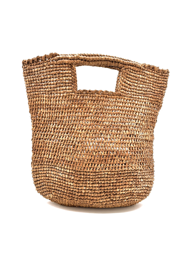Mini ConCon Blush orange/pink Crochet Straw Basket - Petite Crochet Bag handmade natural raffia palm fiber woven handbag - Shebobo