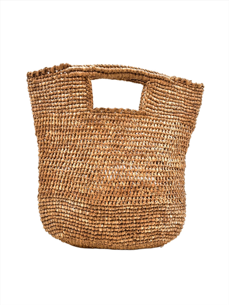 Mini ConCon Blush orange/pink Crochet Straw Basket - Petite Crochet Bag handmade natural raffia palm fiber woven handbag - Shebobo