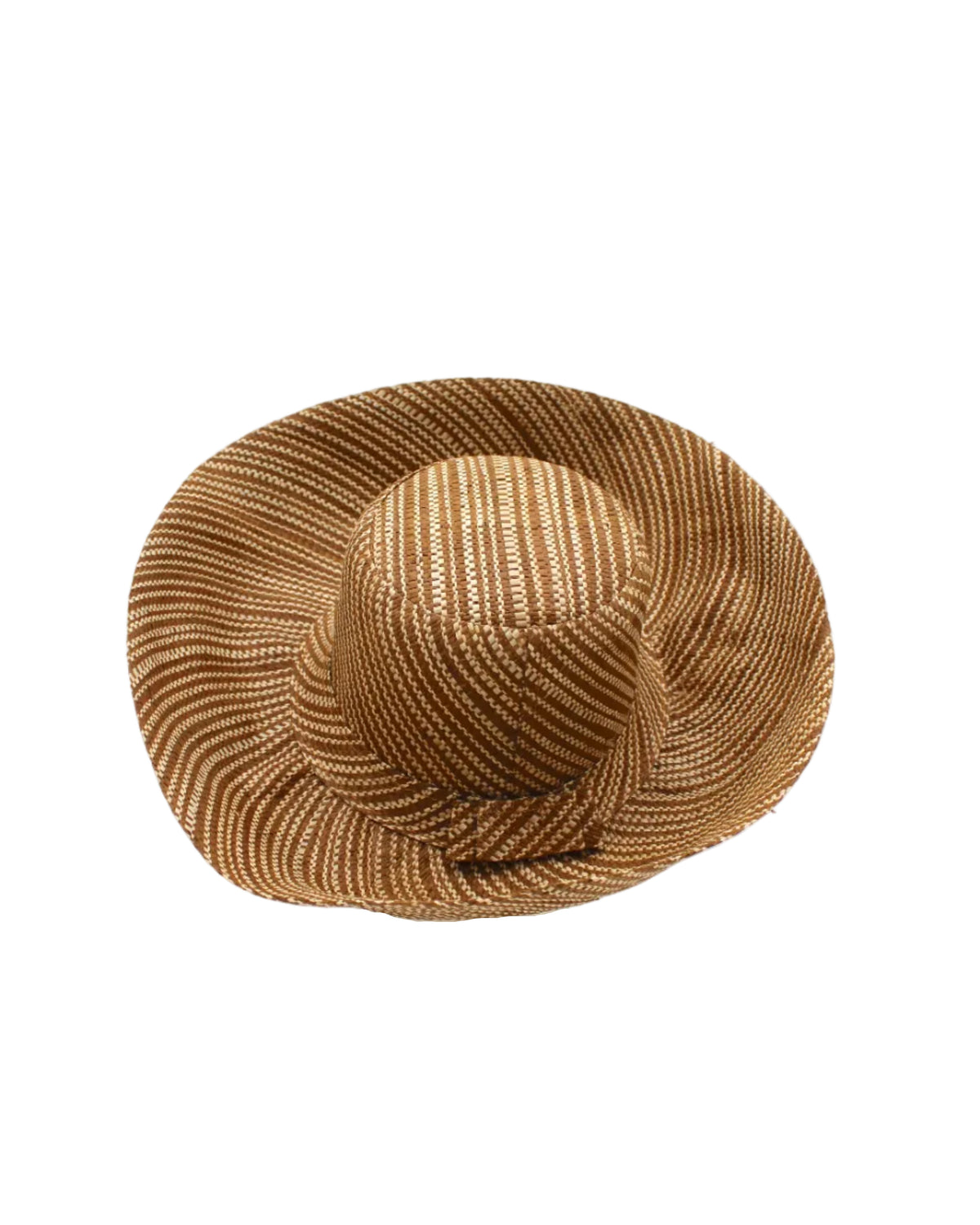 Monica 5 inch or 7 inch Wide Brim Tobacco Two Tone Melange Packable Straw Sun Hat handmade loomed raffia in a multicolor heathered melange pattern of tobacco dark/cinnamon/brown and natural straw color creates a subtle swirl - Shebobo