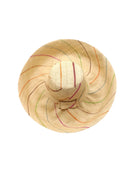 Monica 5" or 7" wide brim natural and brights multicolor pinstripes packable raffia straw hat handmade loomed raffia in wide bands of natural straw color with narrow bands of lime green, bordeaux red, fuchsia pink, orange, cinnaon/tobacco/brown, blush orange/pink, etc. create a stripe swirl pattern - Shebobo