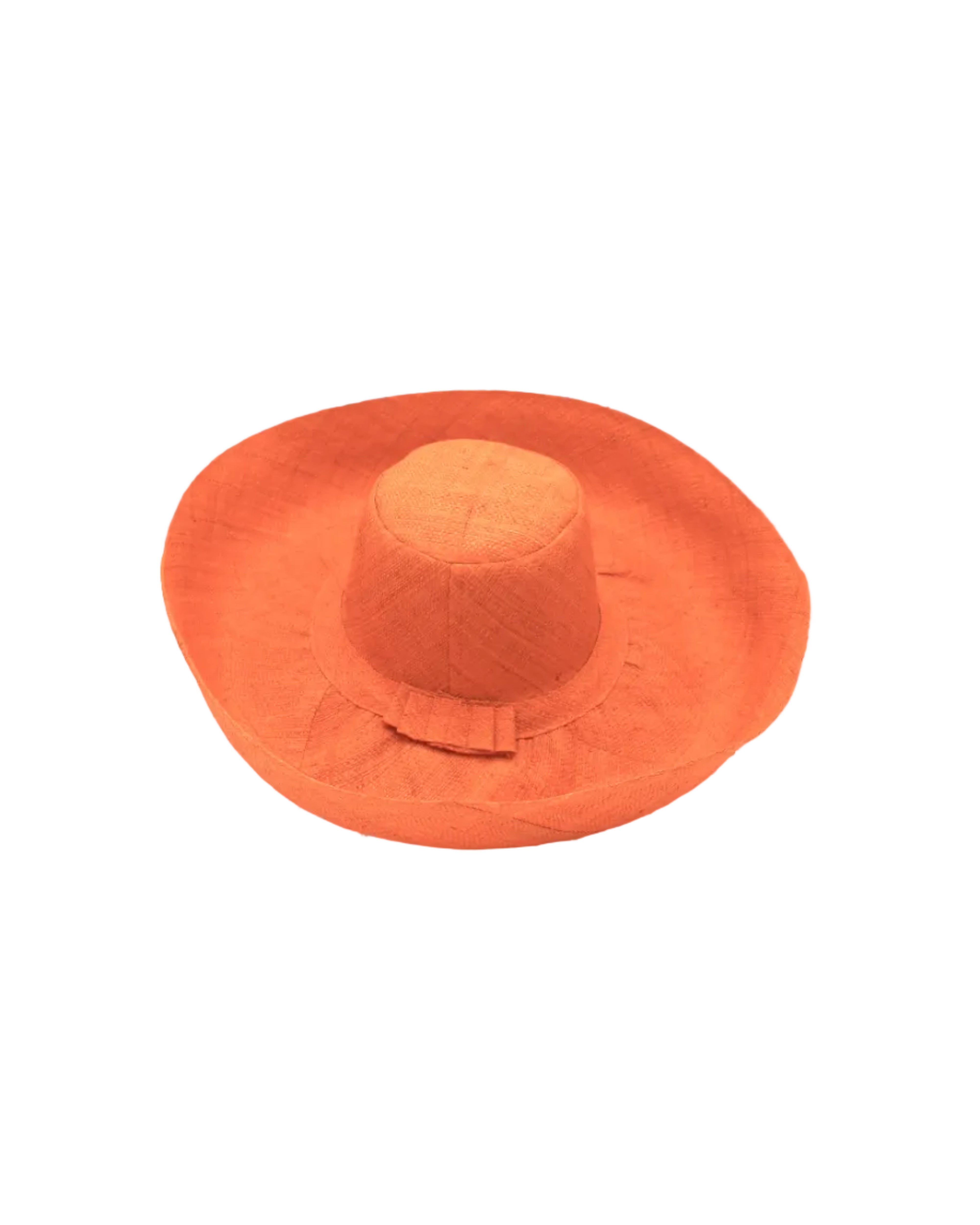 Monica 5" & 7" Wide Brim Sunkist Packable Straw Sun Hat handmade loomed raffia in a solid hue of Sunkist orange lightweight malleable flexible hat - Shebobo