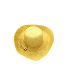 Monica 5" & 7" Wide Brim Solid Color Packable Straw Sun Hat handmade loomed raffia in a solid hue of butter light/yellow  - Shebobo