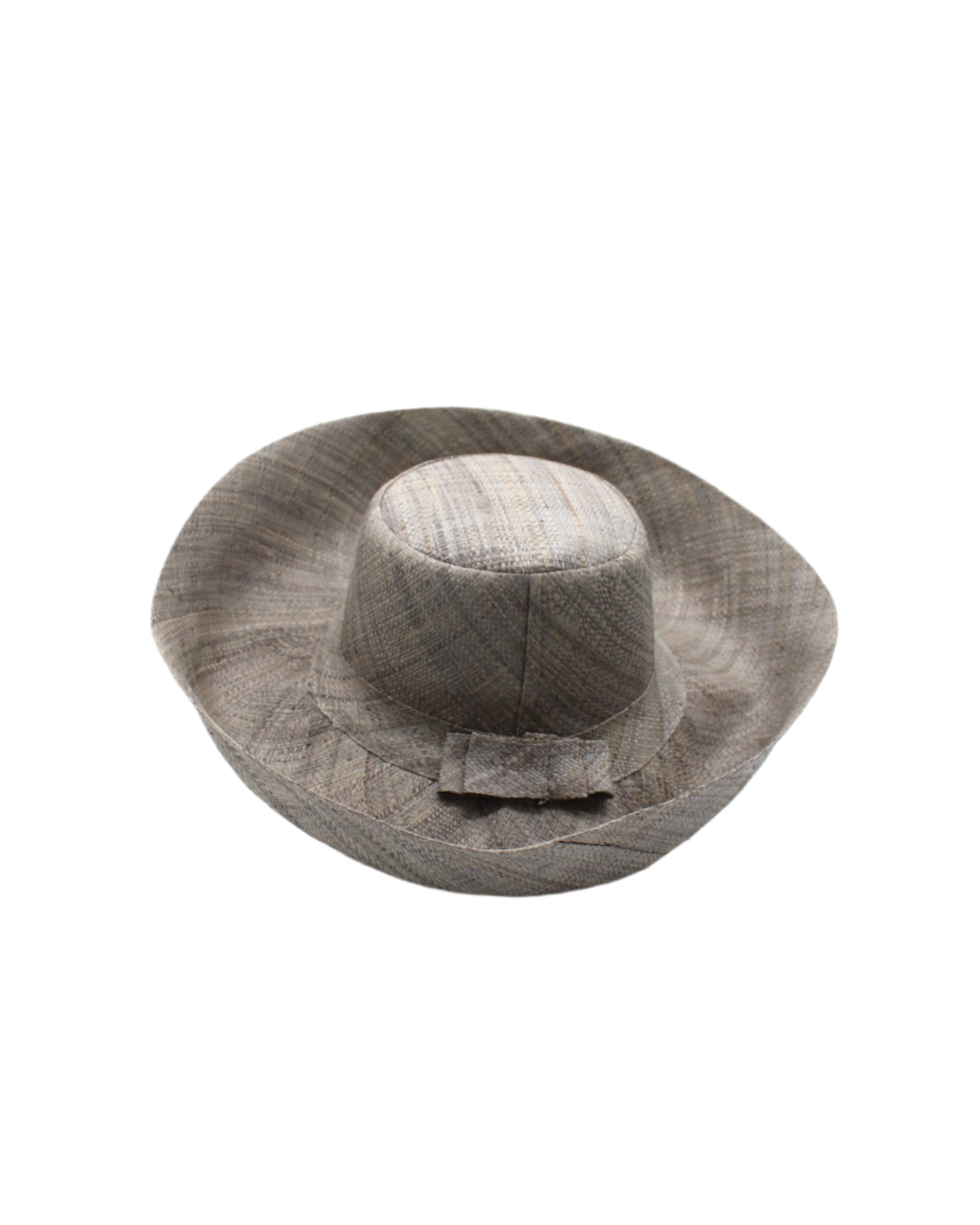 Monica 5" & 7" Wide Brim Grey Packable Straw Sun Hat handmade loomed raffia in a solid hue of grey lightweight malleable flexible sun protection hat - Shebobo