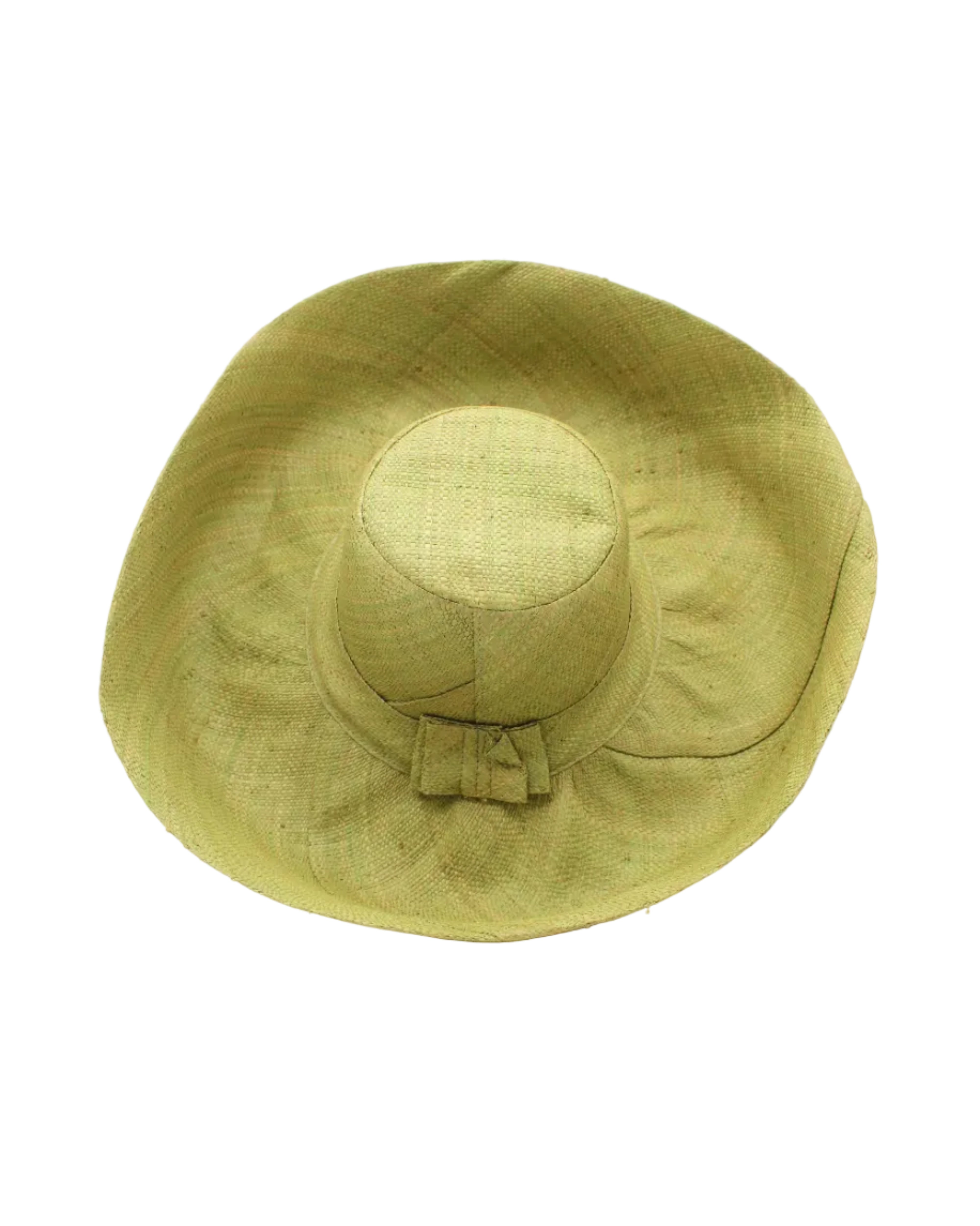 Monica 5" & 7" Wide Brim Solid Color Packable Straw Sun Hat handmade loomed raffia in a solid hue of Matcha light/meadow/yellow/green  - Shebobo