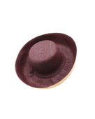 Monica 5" & 7" Wide Brim Two Tone Espresso Packable Straw Sun Hat handmade loomed raffia color block pattern of the top half Espresso dark/chocolate/brown and the bottom half natural straw color - Shebobo
