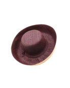 Monica 5" & 7" Wide Brim Two Tone Espresso Packable Straw Sun Hat handmade loomed raffia color block pattern of the top half Espresso dark/chocolate/brown and the bottom half natural straw color - Shebobo