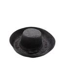 Monica 5" & 7" Wide Brim Black Packable Straw Sun Hat handmade loomed raffia in a solid hue of black lightweight malleable flexible sun protection hat - Shebobo