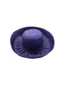 Monica 5" & 7" Wide Brim Blue Packable Straw Sun Hat handmade loomed raffia in a solid hue of blue lightweight malleable flexible sun protection hat - Shebobo