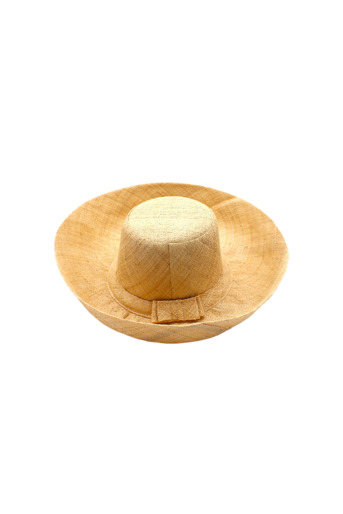 Monica 5" & 7" Wide Brim Natural Packable Straw Sun Hat handmade loomed raffia in a solid hue of natural straw color lightweight malleable flexible sun protection hat - Shebobo