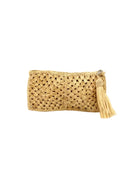 Nasolo Crochet Straw Clutch bag with zipper closure and tassel zipper pull handmade granny square pattern raffia pouch purse in Natural handbag - Shebobo