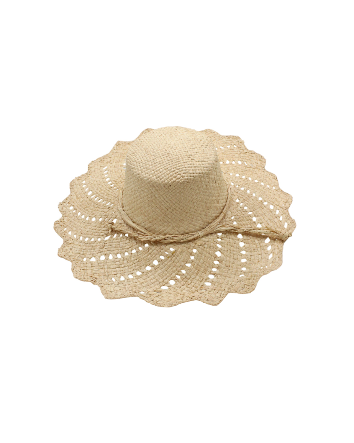 Cream Wide-Brimmed Sun Hat with Intricate Weave Women main image 2