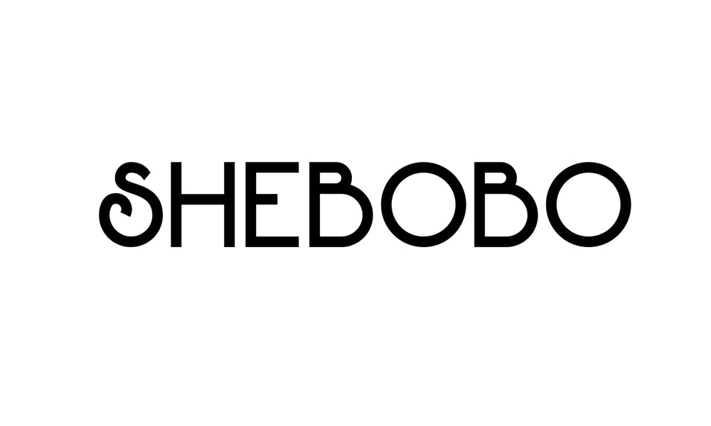 Black 'SHEBOBO' logo on a white background