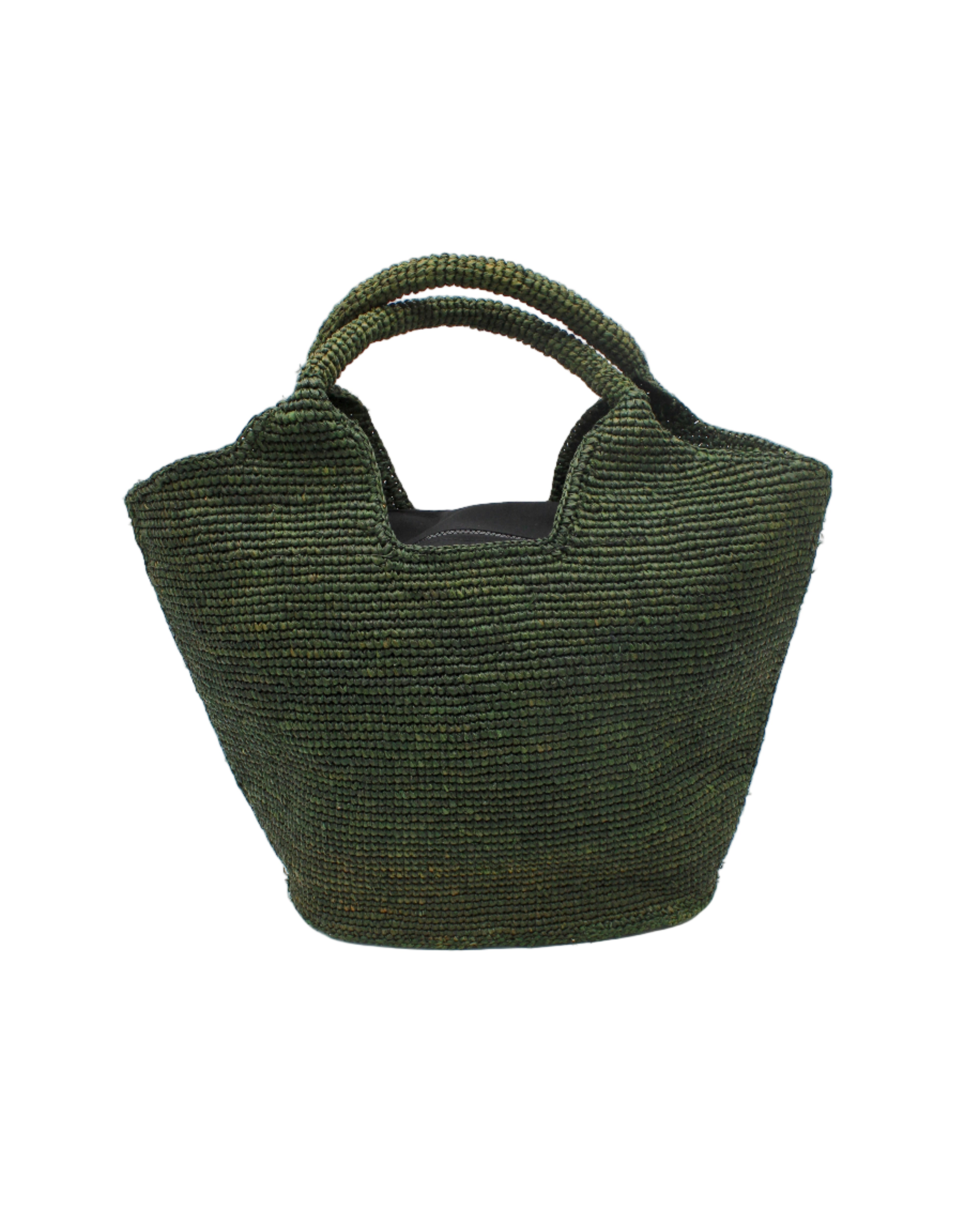 St. Tropez Heart Shaped Crochet Straw Basket Handbag handmade crochet natural raffia palm fiber in a solid hue of Deep Green dark/forrest/green with a subtle link texture beach bag shoulder bag - Shebobo