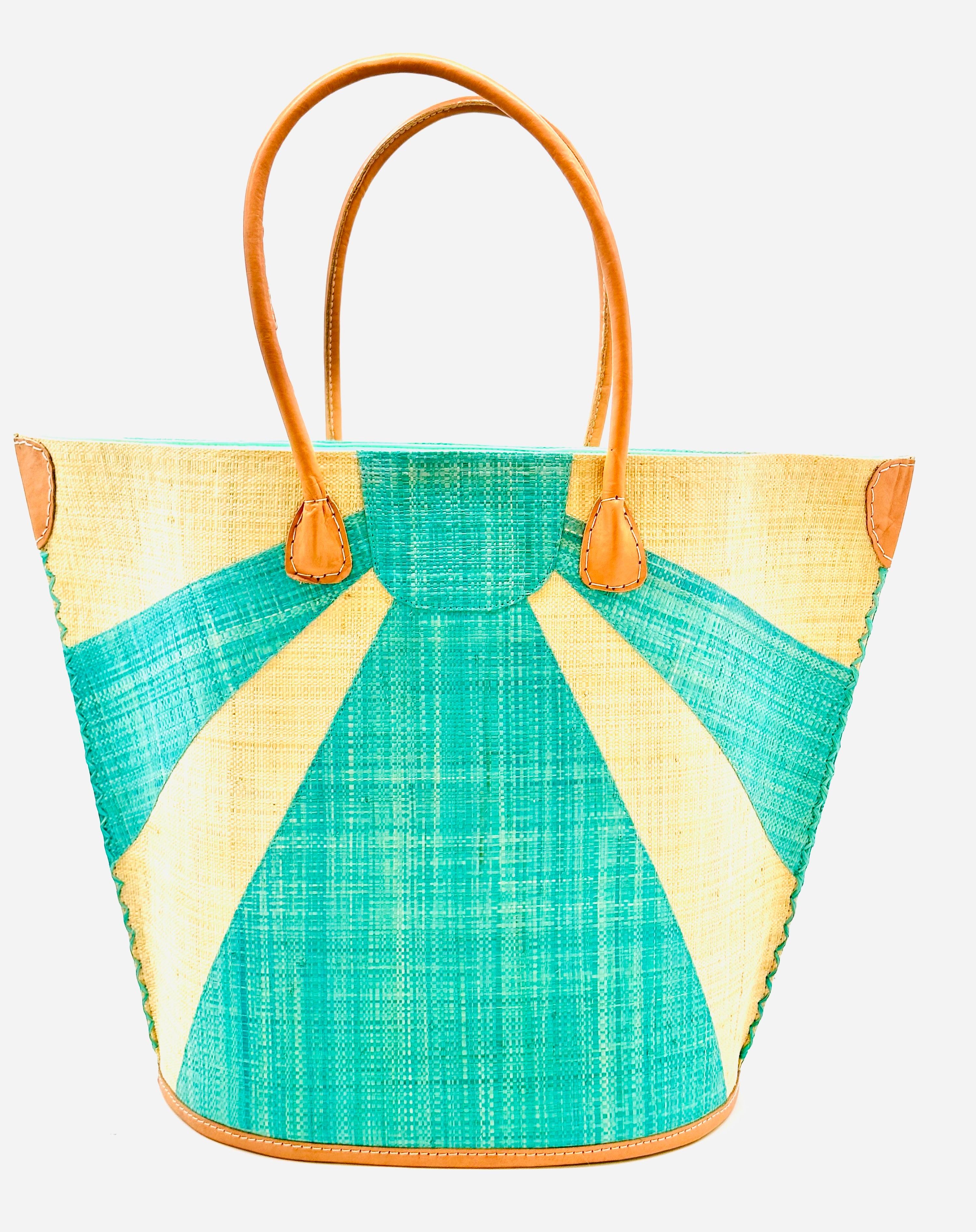 Chamair Women's Stripe Rainbow Straw Tote Bag