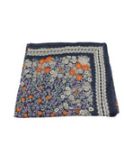 Detail view of pattern Sweet Meadow Scarf Wrap Grey Multicolor Floral Pattern with black, white, grey, orange, purple, navy blue, etc. - Shebobo