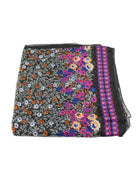 Detail view of pattern Sweet Meadow Scarf Wrap Pink Multicolor Floral Pattern with black, white, blue, purple, orange, etc. - Shebobo