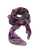 Sweet Meadow Scarf Wrap Pink Multicolor Floral Pattern with black, white, blue, purple, orange, etc. - Shebobo