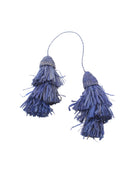 Tassel Tie Two Layered Raffia Straw Tiered Tufts Charm Embellishment handmade crochet and brushed natural raffia palm fiber in a single hue layered tuft tassel of Denim light/retro/blue beach bag handbag charm embellishment or party decor - Shebobo
