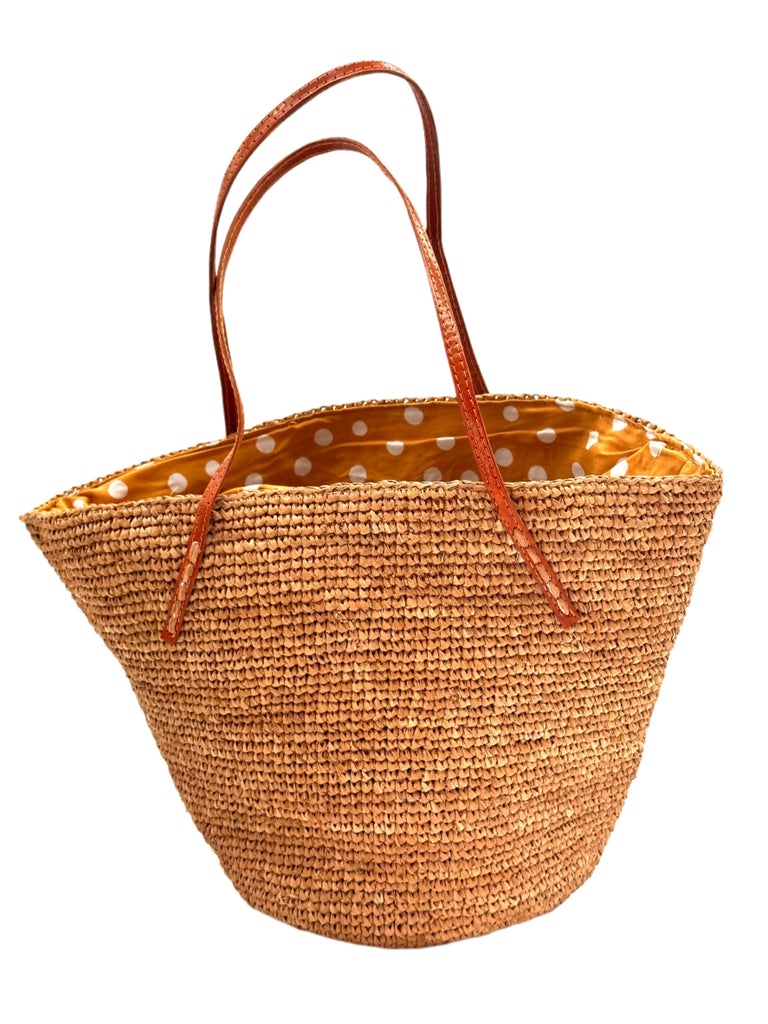 Tika Cappuccino solid color light brown handmade crochet bucket shape straw purse handbag with leather handles natural raffia bag purse- Shebobo