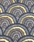 Detail view of pattern Vegas Geometric Print with Metallic Detailing Scarf & Wrap Black Multicolor Peacock Patterned Scarf - Shebobo